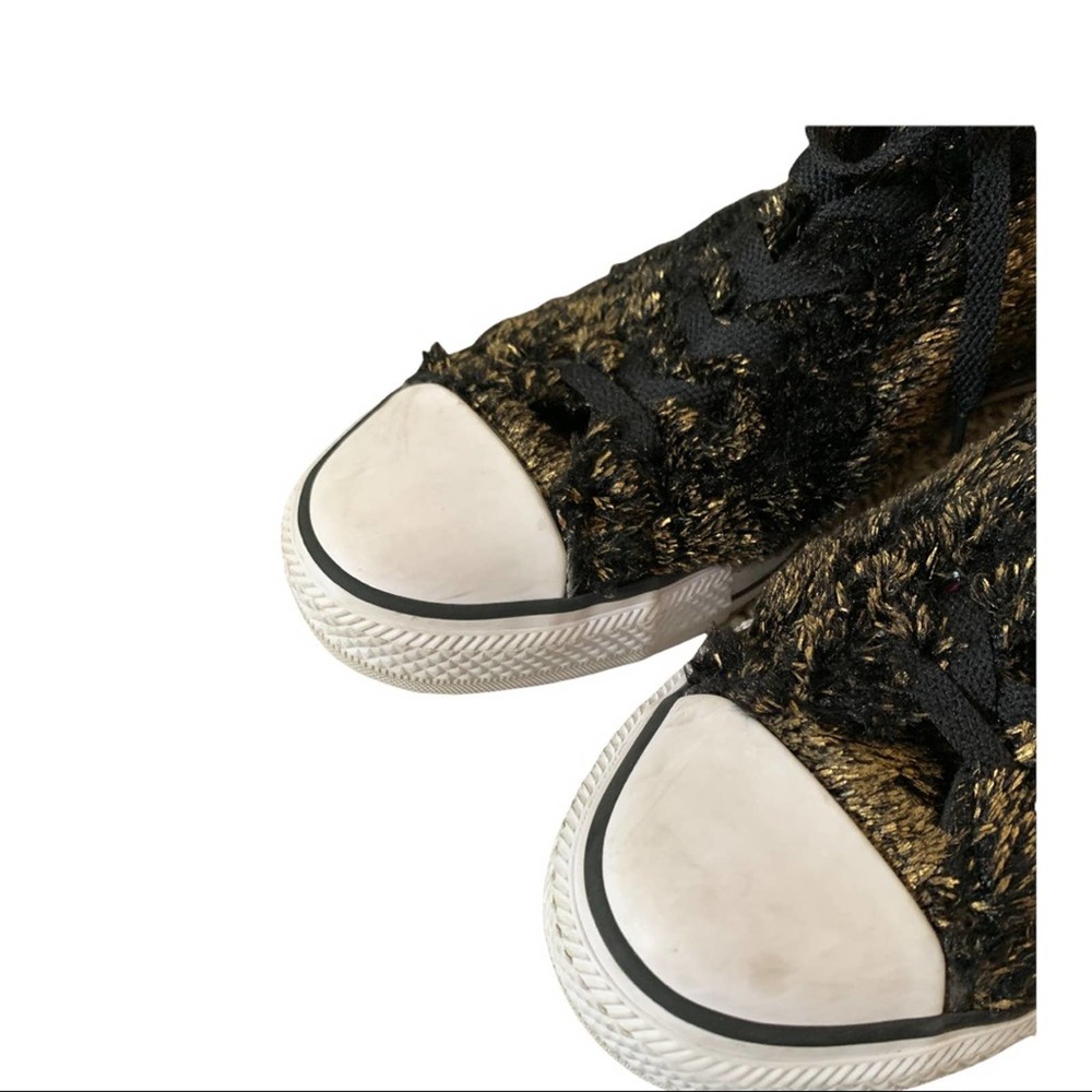 Converse black and gold fur high tops size 10 - Picture 9 of 9